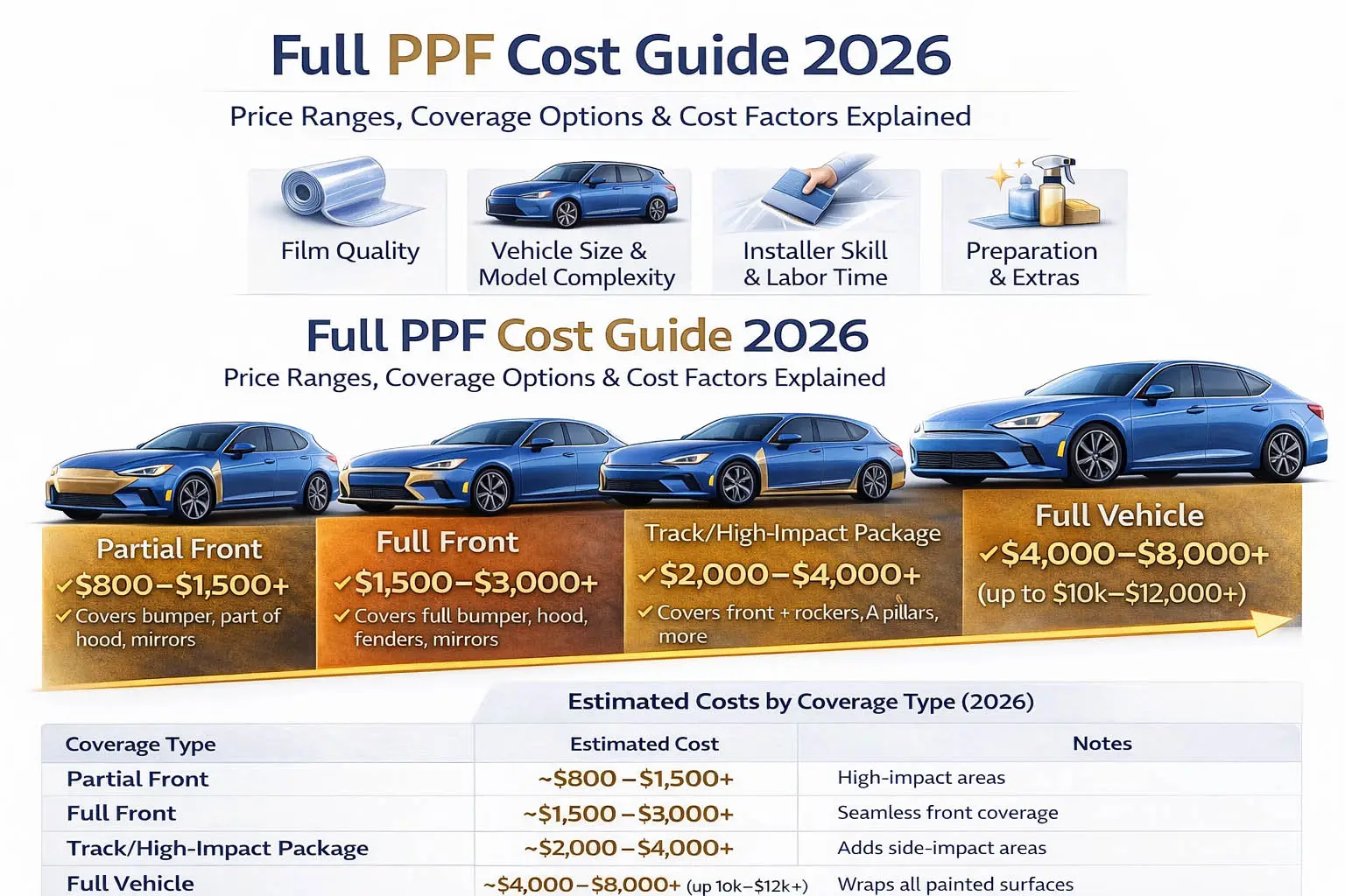 Полное руководство по стоимости PPF 2026: Ценовые диапазоны, Варианты покрытия и факторы стоимости